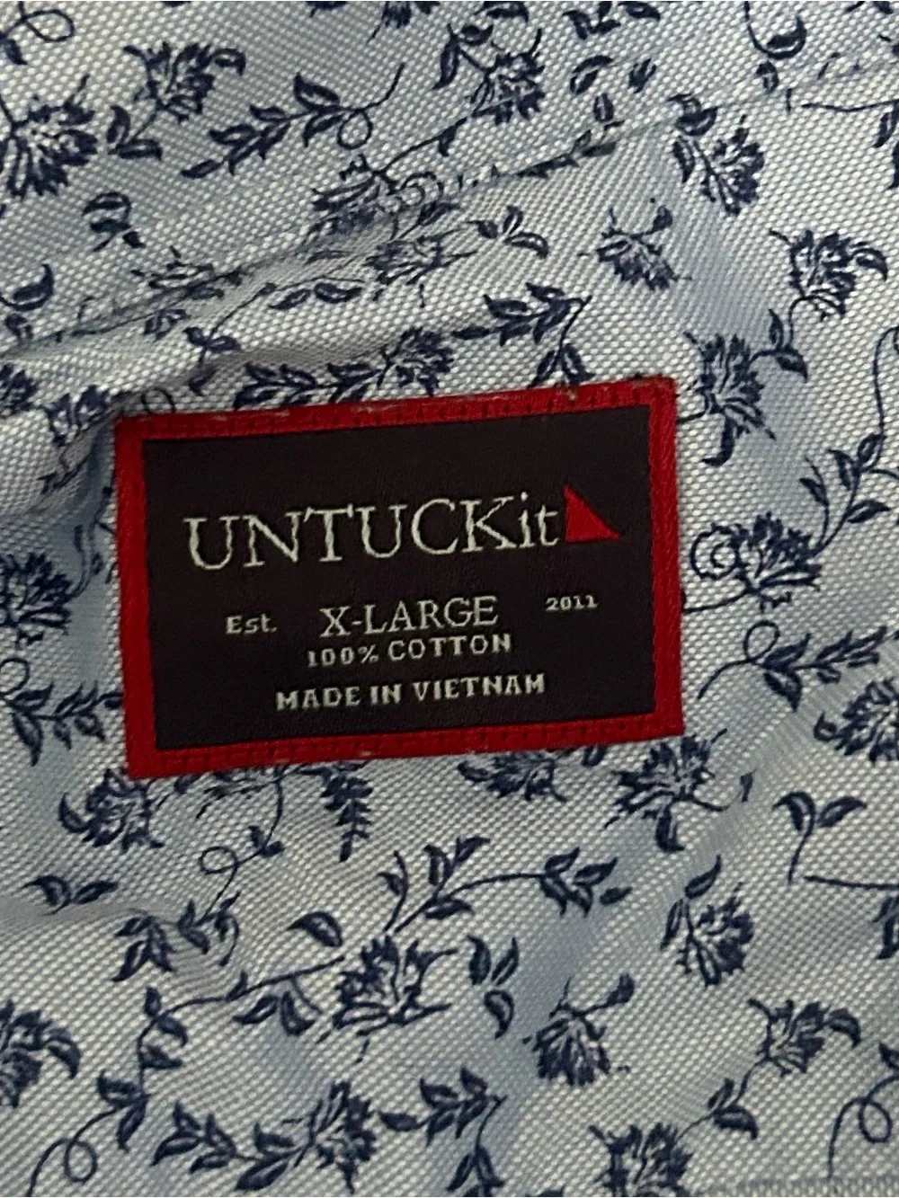 Untuckit Blue Floral Short Sleeve Button Down Shirt XL